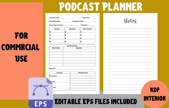 Download Podcast Planner Interior for KDP - Planner interior Collection