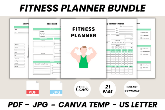 Download Fitness Planner Bundle Canva Template - Premium Resources