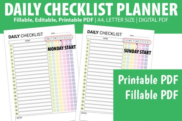 Download Editable Daily Checklist Task Planner - Daily checklist Collection