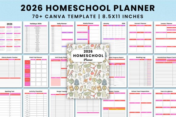 Download 2026 Homeschool Planner for Canva - School Collection
