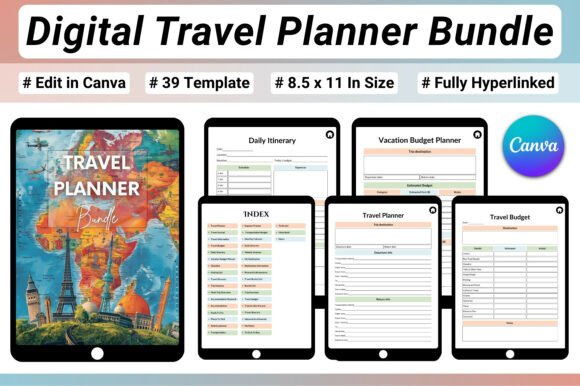 Download ✈️ Digital Travel Planner Bundle - Travel planner Collection