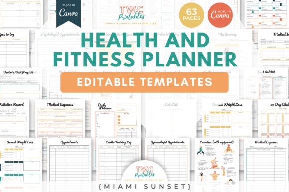 Download Health &amp; Fitness Planner Canva Templates - Premium Resources