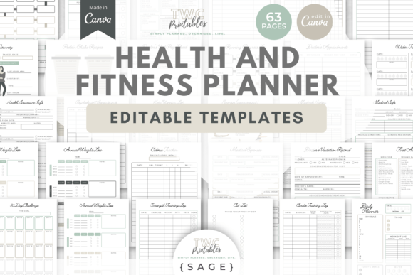 Download Health &amp; Fitness Planner Canva Templates - Premium Resources