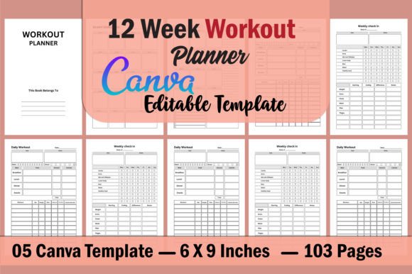 Download 12 Week Workout Planner Canva - Premium Bundle